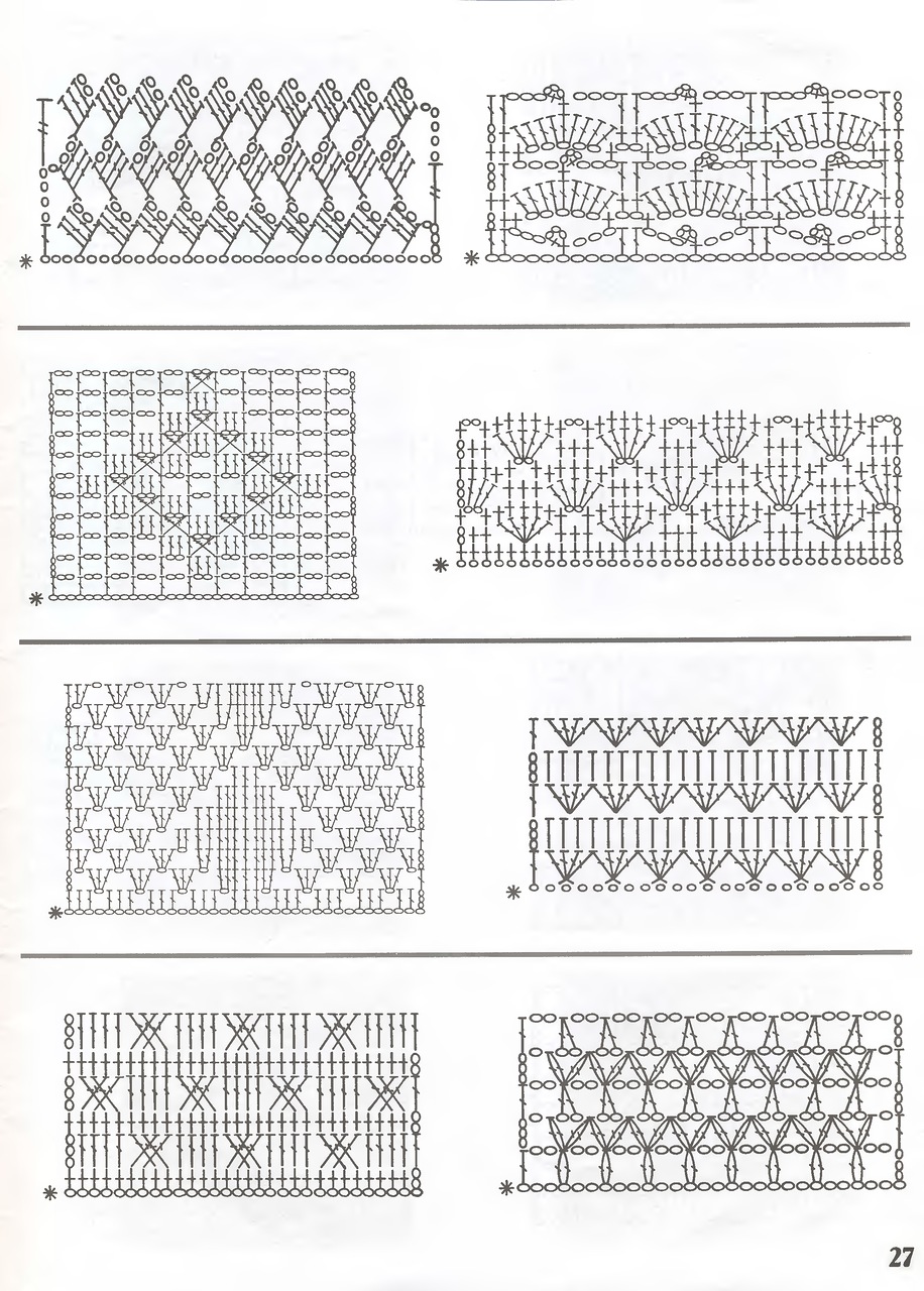 Схемы узоров крючком плотный Ажур